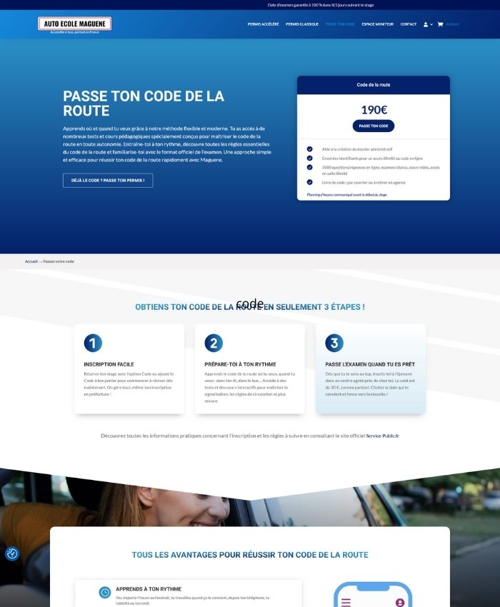 Auto ecole maguene code